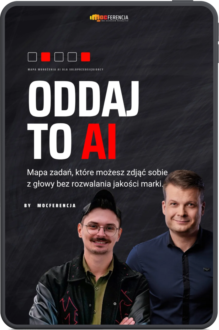 Okładka PDF „Oddaj to AI” na tablecie